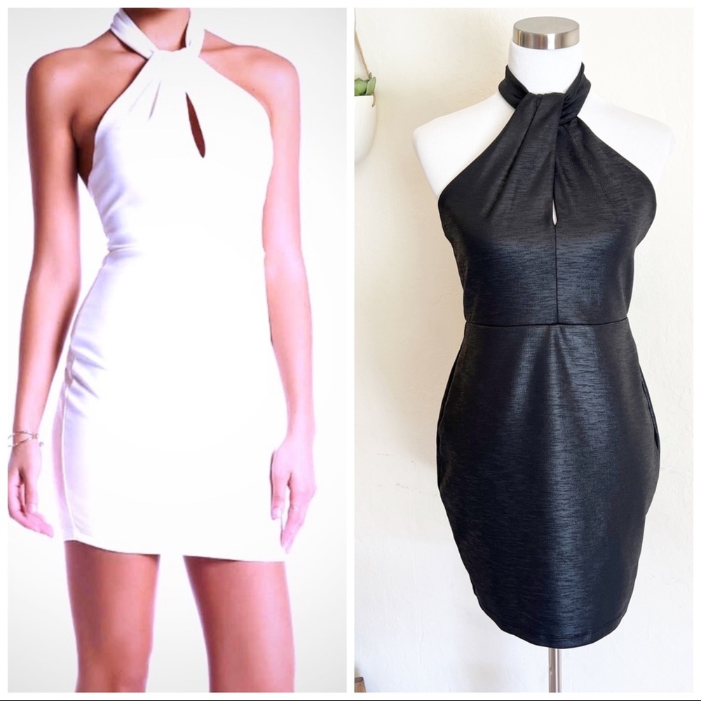 •ASTR• Black Halter Bodycon Mini Dress